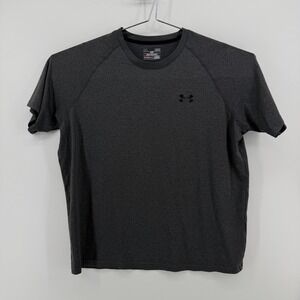 Under Armour T-Shirt Mens L Gray Heathered Polyester HeatGear Loose Fit Athletic